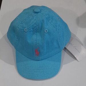 Ralph Lauren Baby Blue Cap with Pink Emblem For Babies 3M - 9M